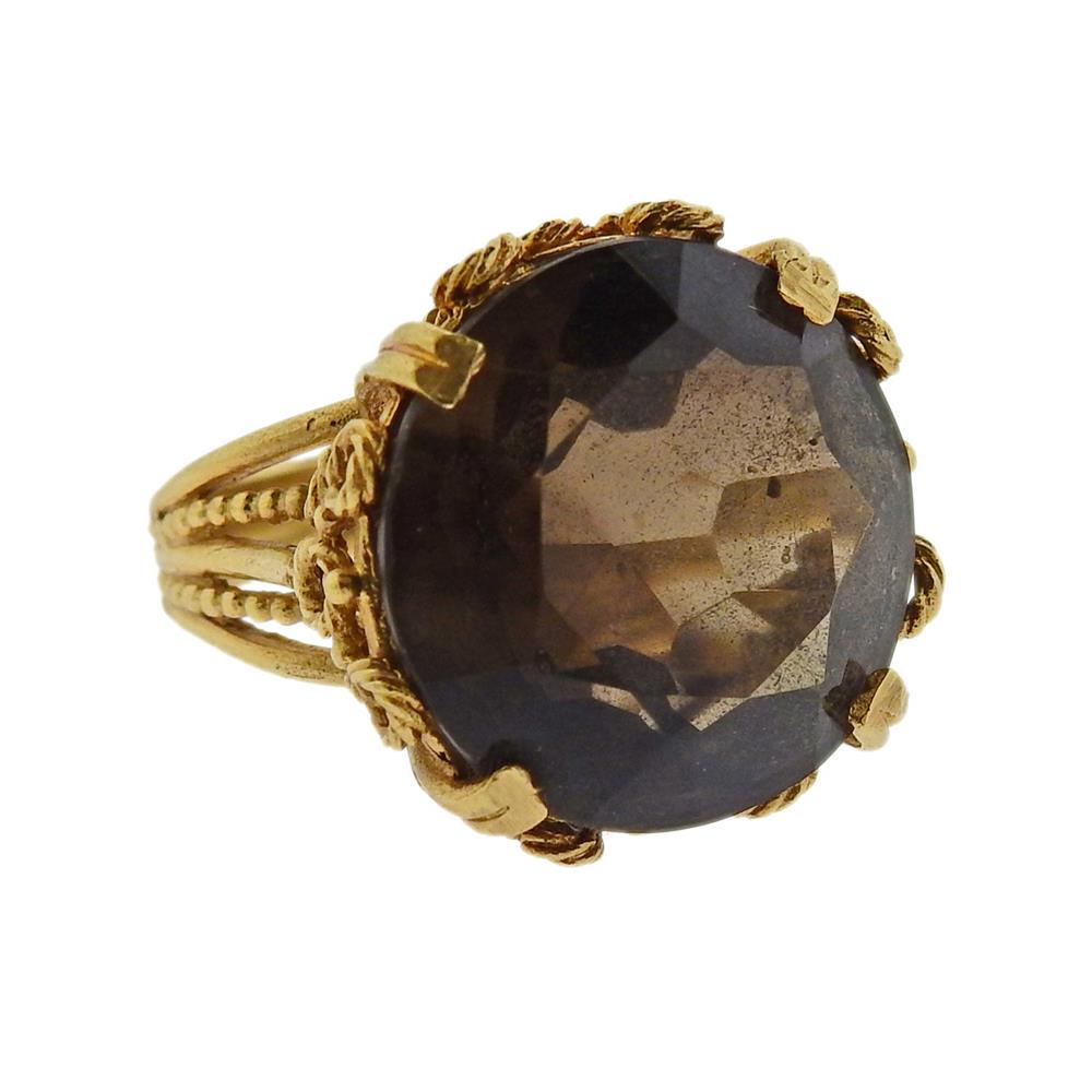 Mid Century 14K Gold Smoky Topaz Ring (1 of 4)