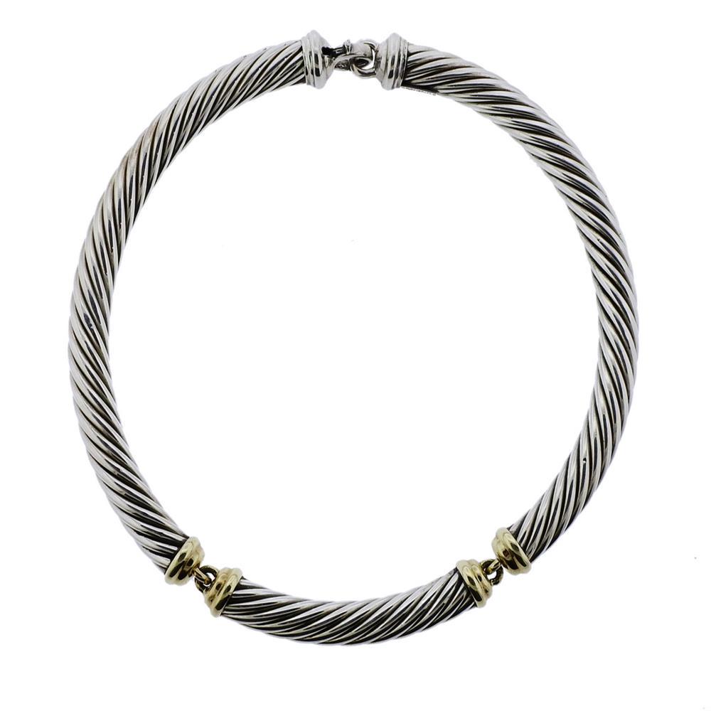 David Yurman 14K Gold Silver 10mm Cable Collar Necklace (1 of 2)
