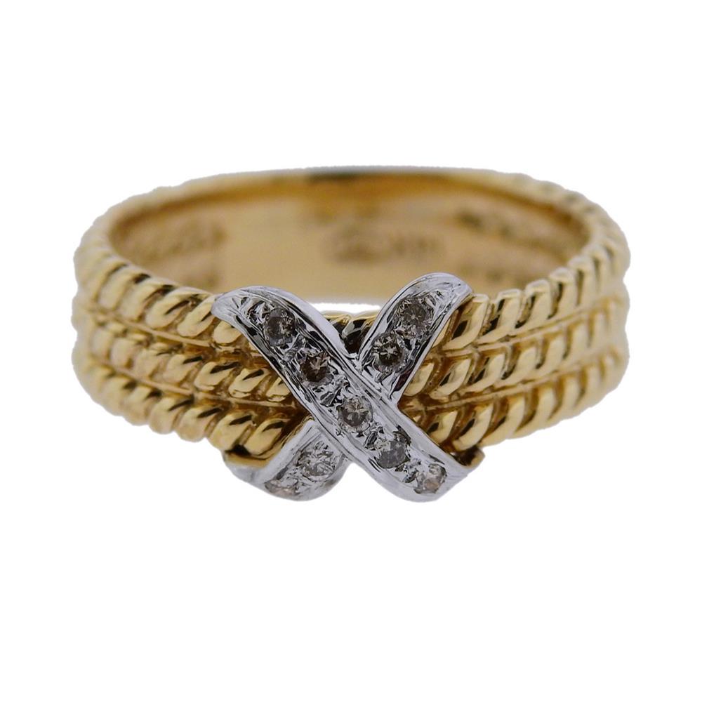 14k Gold Diamond X Ring (1 of 3)