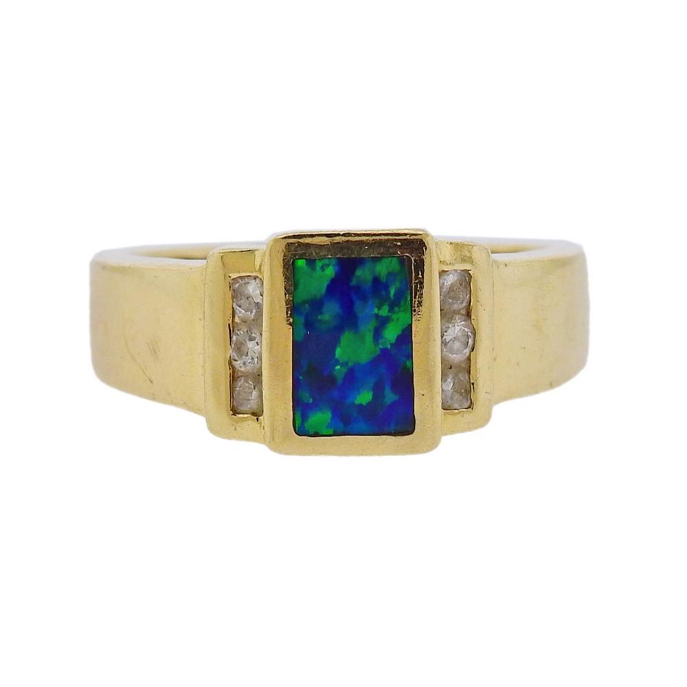 14K Gold Diamond Opal Ring (1 of 3)