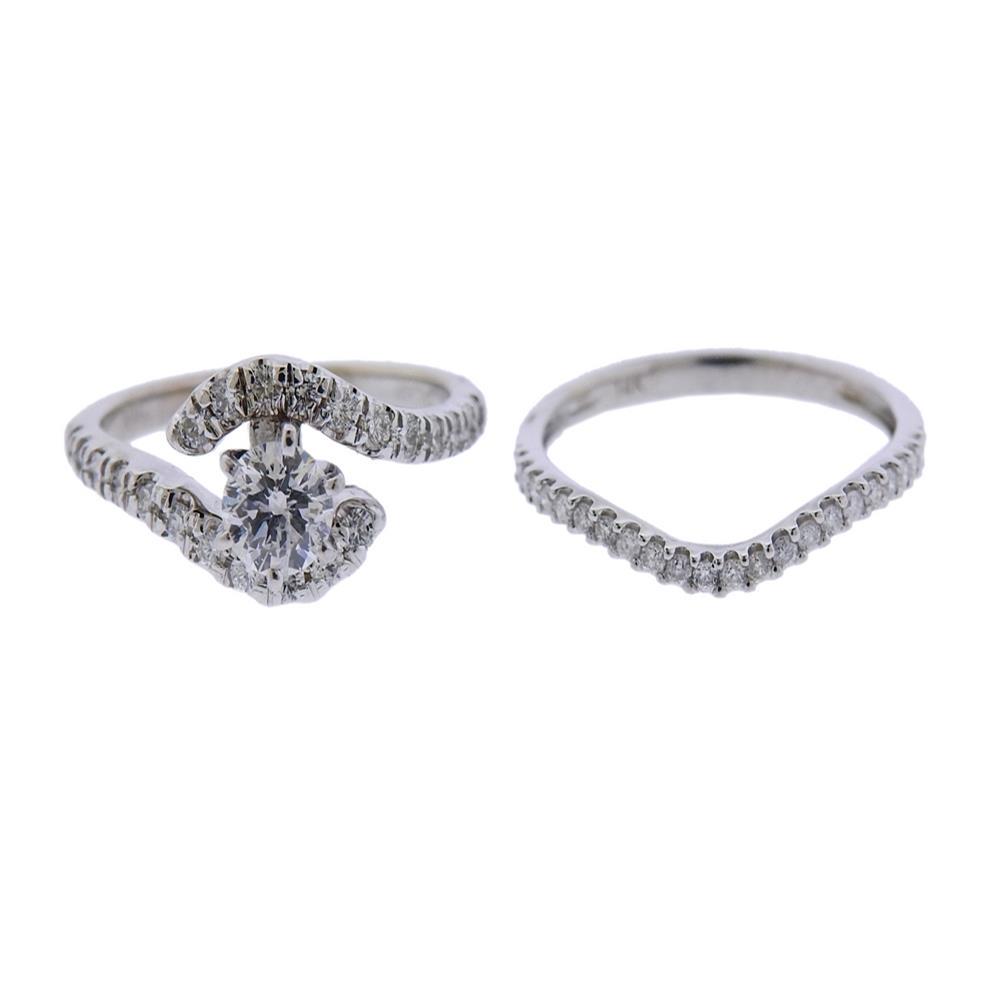 14k Gold Diamond Engagement Wedding Ring Set (1 of 4)