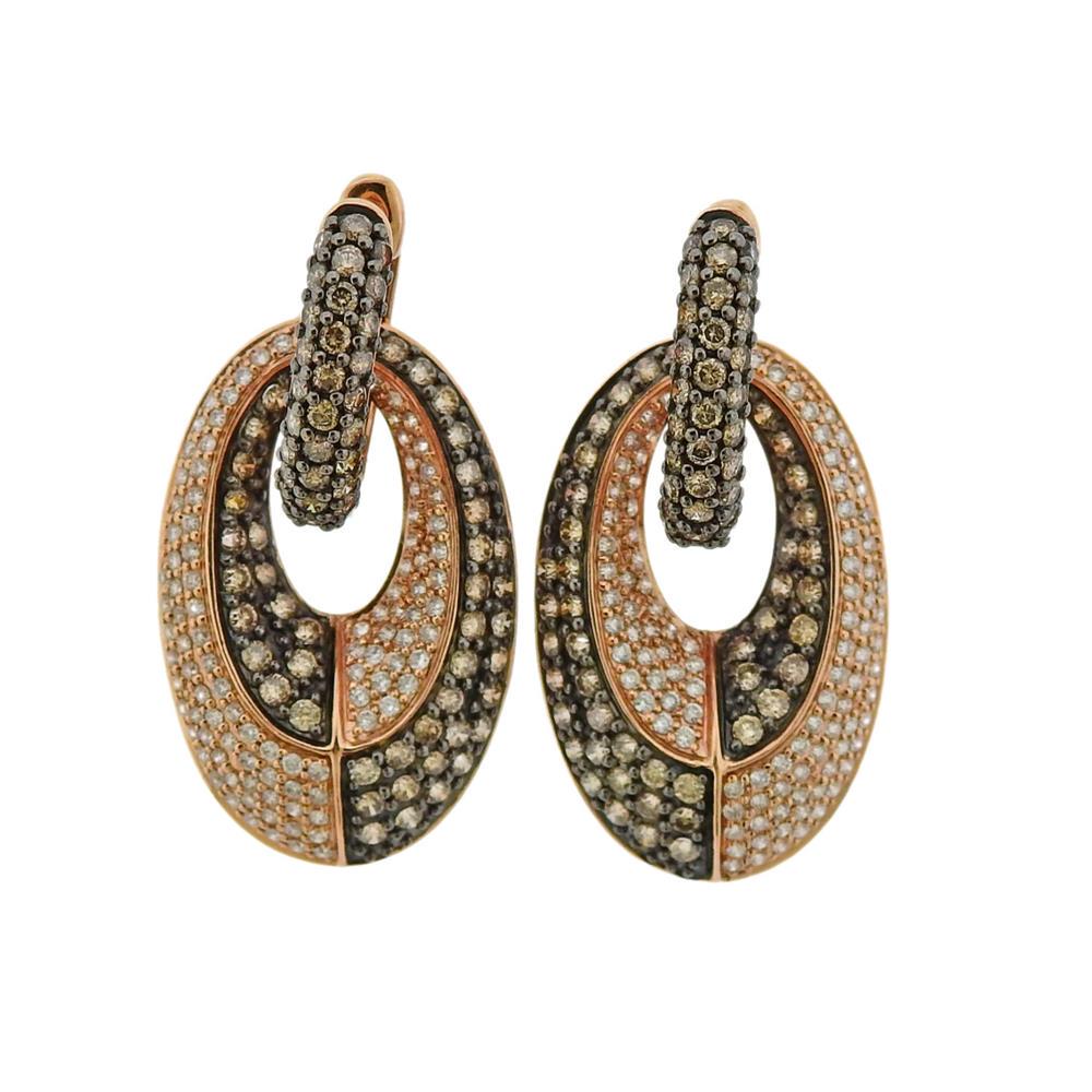 14K Modern Rose Gold Diamond Drop Earrings (1 of 4)