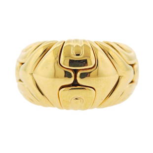 Bvlgari Bulgari Alveare 18K Gold Ring: Metal Content: 18k Gold.Weight of Item: 19.5 grams.Size: Ring size 6. Top is 13.5mm wide.Stamp: Bvlgari 1989, 750, Italian mark.