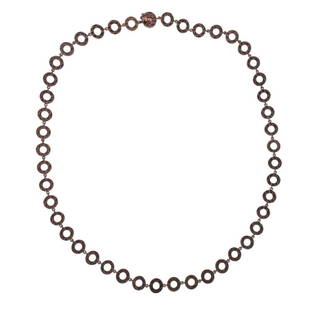 Boucheron 18K Gold Link Necklace: Metal content: 18K blackened hammered gold.Weight of Item: 25.4 grams.Size: Necklace 17.5" long, link 6.5mm.Stamp: Boucheron, OR C750, C181.9057.