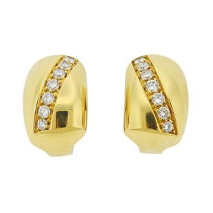 Piaget 18K Gold Diamond Earrings: Metal Content: 18k Gold.Weight of Item: 15.1 grams.Size: Earrings are 17mm x 11mm.Gemstone: Diamonds.Carat Weight: approx. 0.84ctw.Stamp: Piaget 2000, B40594, R 750.