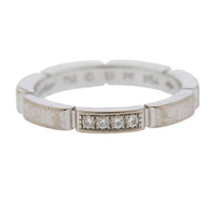 Cartier 18K Gold Diamond Band Ring Size 51: Metal Content: 18k Gold.Weight of Item: 4.2 grams.Size: Ring size 5 1/2, ring band - 2.6mm wide.Gemstone: Diamonds.Carat Weight: approx. 0.04ctw.Stamp: Cartier 750 51, PF 9154.