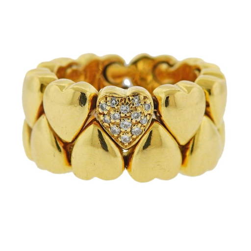 Cartier 18k Gold Diamond Heart Band Ring