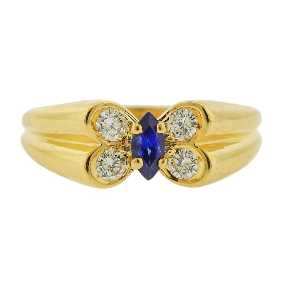 Van Cleef & Arpels 18K Gold Diamond Sapphire Ring (1 of 5)