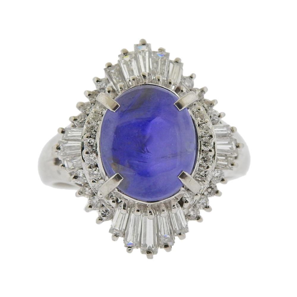 Platinum Diamond 6.37ct Sapphire Ring (1 of 5)