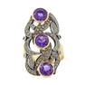 14K Gold Silver Diamond Amethyst Ring