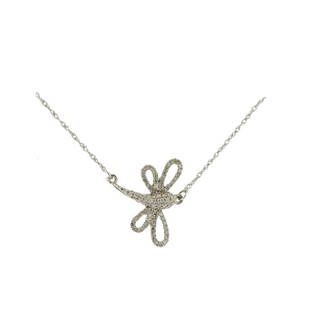 14K Gold Diamond Dragonfly Pendant Necklace: Metal Content: 14k White Gold.Weight of Item: 1 grams.Size: Necklace is 16" long, pendant - 15mm x 13mm.Gemstone: Diamonds.Carat Weight: approx. 0.15ctw.Stamp: 14k XL.