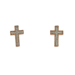 14K Gold Diamond Cross Stud Earrings: Metal Content: 14k Gold.Weight of Item: 1.5 grams.Size: Earrings are 9mm x 6mm.Gemstone: Diamonds.Carat Weight: approx. 0.08ctw.Stamp: 14K IDJ.