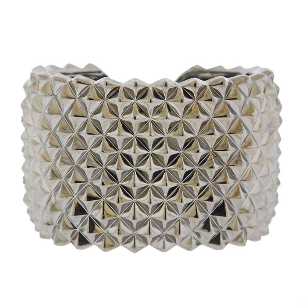 Stephen Webster Superstud Sterling Silver Wide Open: Metal Content: 925 Sterling Silver.Weight of Item: 146 grams.Size: Bracelet will fit approx. 7" wrist and is 42mm wide.Stamp: 925 Maker's mark, SW.