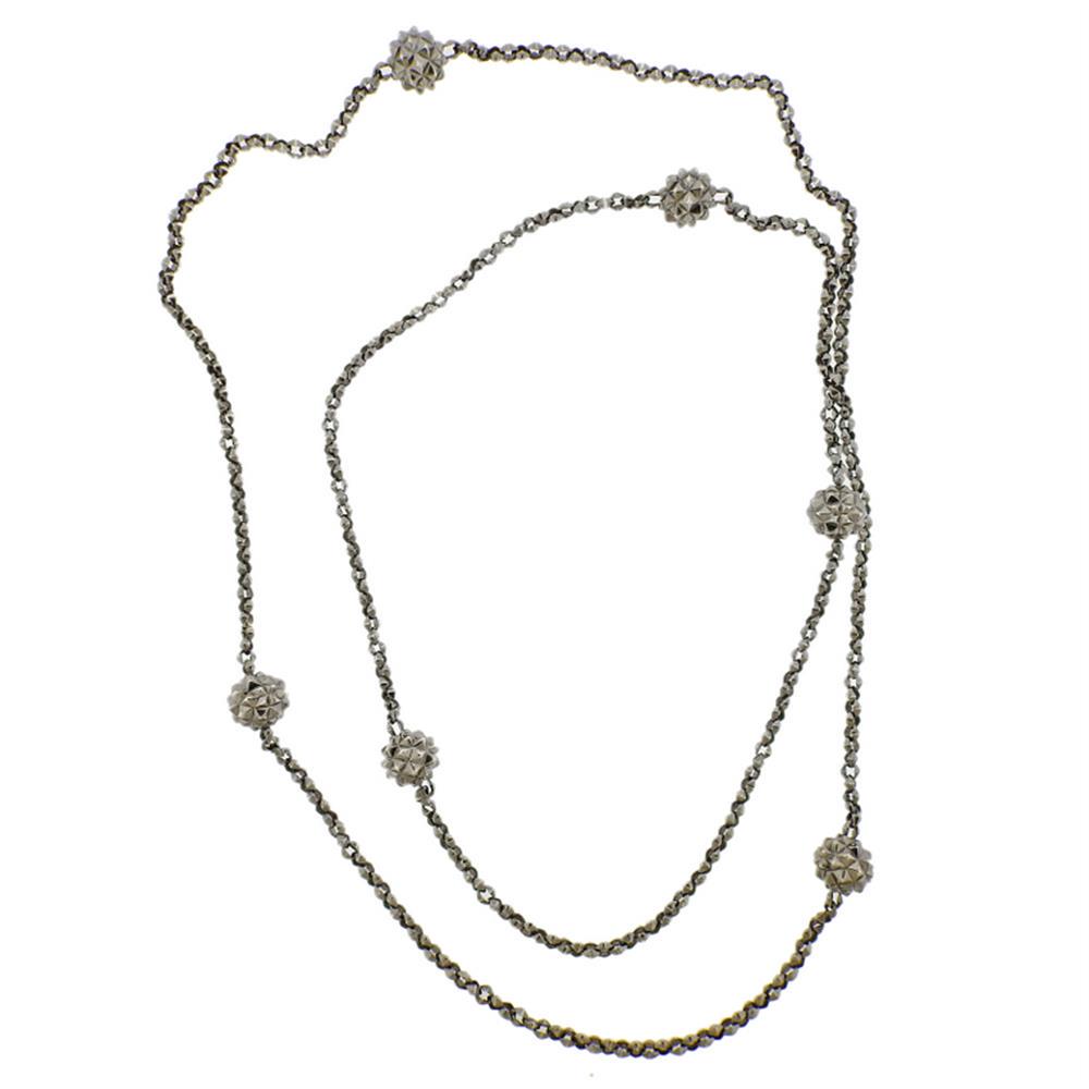 Stephen Webster Superstud Silver Long Station Necklace: Metal Content: Sterling Silver.Weight of Item: 74 grams.Size: Necklace is 48" long x 4.5mm wide. Balls - 14.6mm.Stamp: 925 Maker's mark.