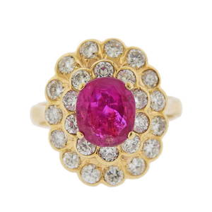 18K Gold Diamond Ruby Ring