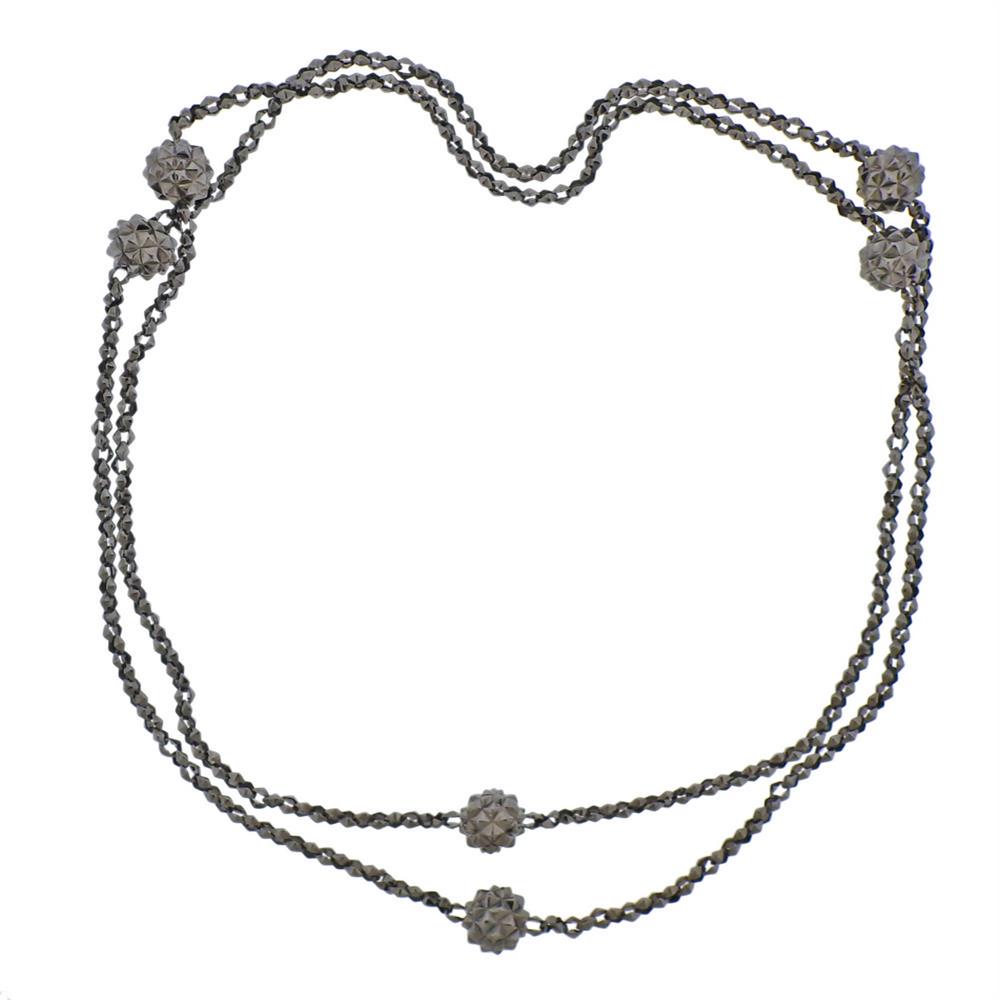 Stephen Webster Superstud Sterling Silver Station Ball: Metal Content: Blackened Sterling Silver.Weight of Item: 73.5 grams.Size: Necklace is 48" long. Each ball is 14mm.Stamp: 925, Maker's mark.