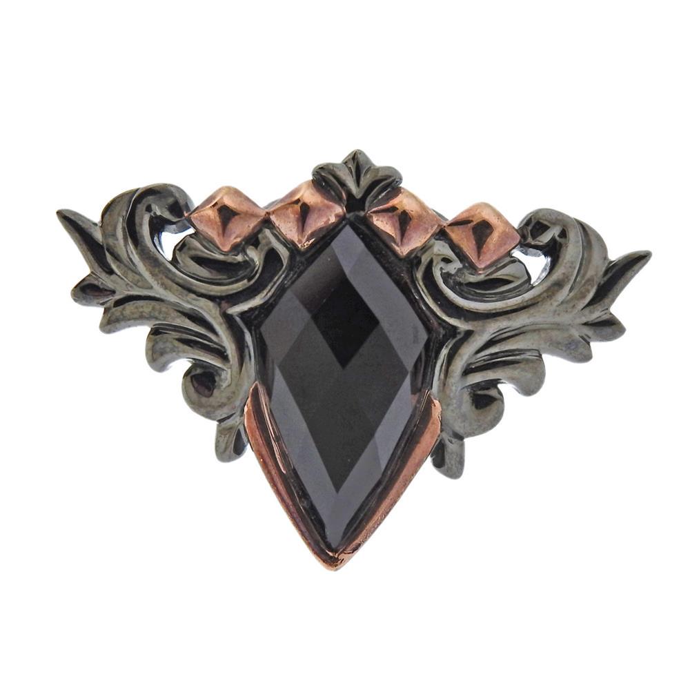 Stephen Webster sterling Silver Crystal Haze Spike Ring: Metal Content: Blackened Sterling Silver.Weight of Item: 23 grams.Size: Ring size 8. Top is 40mm x 27mm.Gemstone: Crystal.Stamp: SW, 925, maker's stamp.