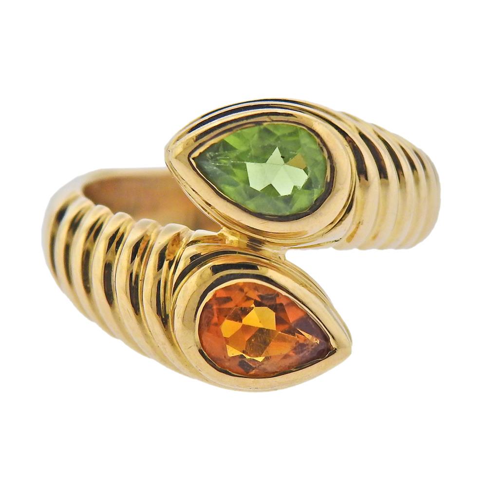 Bulgari Bvlgari Doppio 18K Gold Citrine Peridot Bypass (1 of 3)