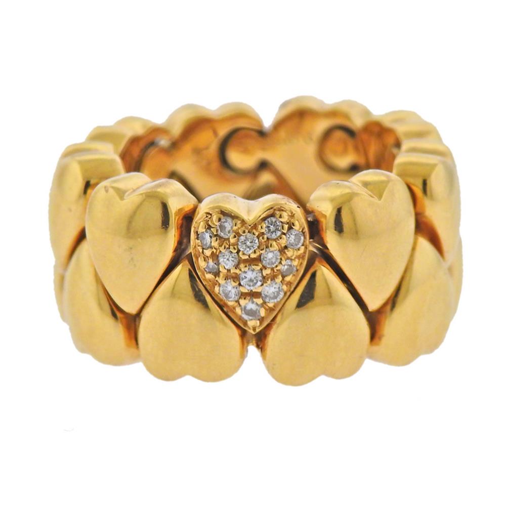 Cartier 18K Gold Diamond Heart Band Ring (1 of 3)