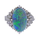 Estate Platinum Diamond Opal Ring