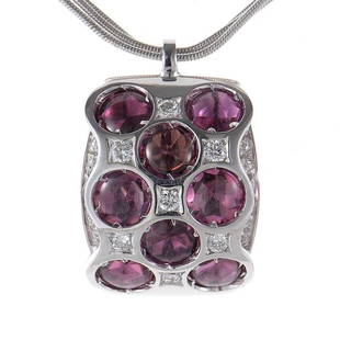 Bibigi 18K WG Diamond & Purple Tourmaline Pendant: This pendant necklace from Bibigi is unique and shines with colorful gemstones. The pendant necklace is made of 18K white gold and boasts a pendant set with purple colored tourmaline stones and .50ct