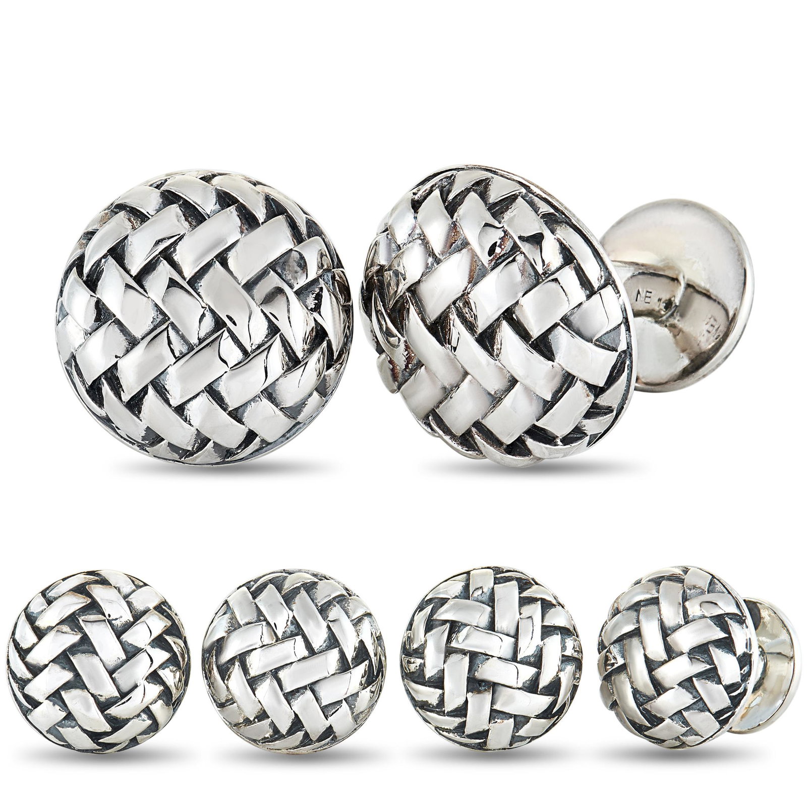 Scott Kay Silver 4 Tuxedo Buttons and Cufflink Set (1 of 5)