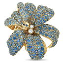 Gucci Flora 18K Yellow Gold Diamond and Sapphire Ring