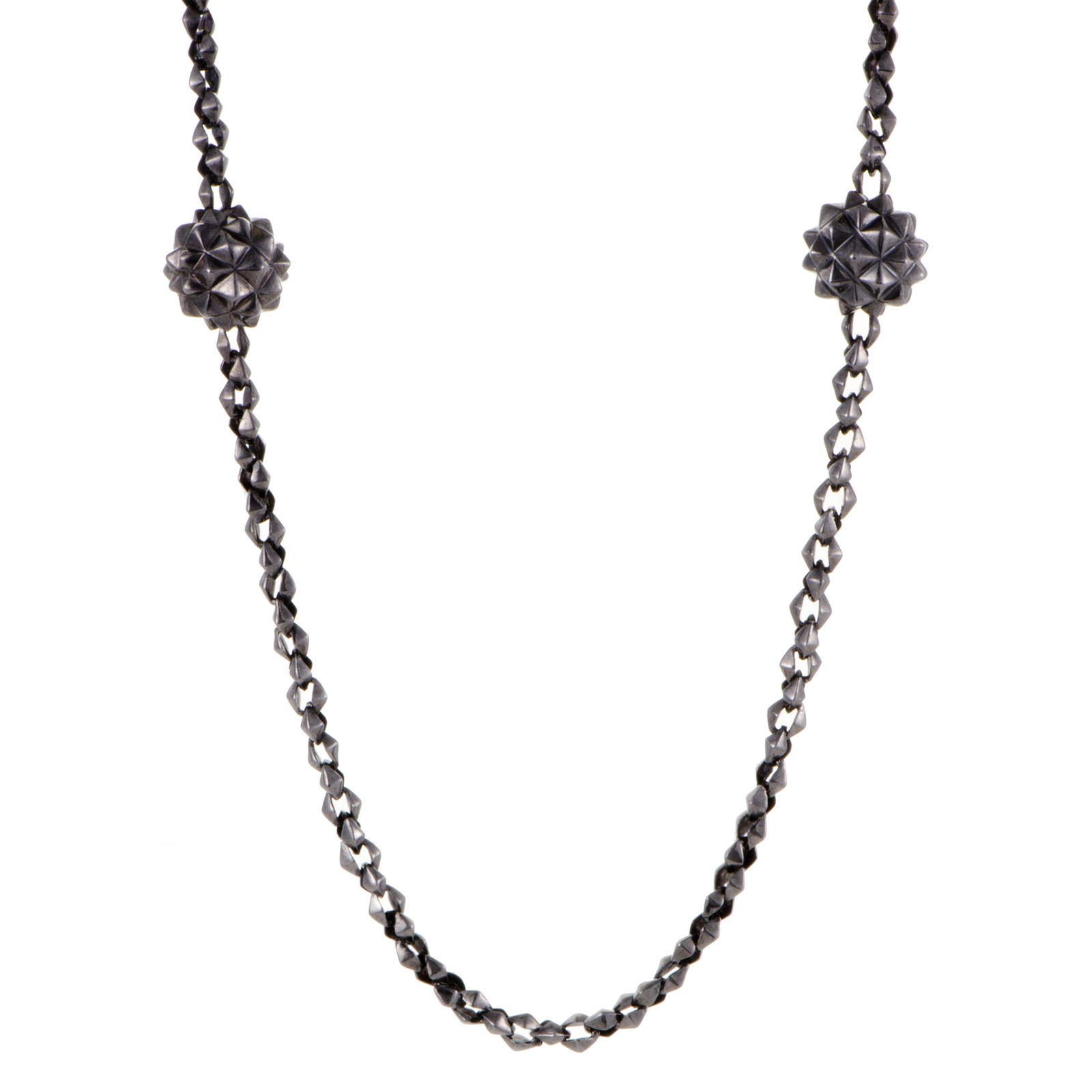 Stephen Webster Superstud Blackened Silver Necklace: Creating an eyecatching sight with its amazing black rhodiumplated silver and producing a dazzling effect with its intricate shape, this magnificent necklace from Stephen Webster's quotSuperstudquot c
