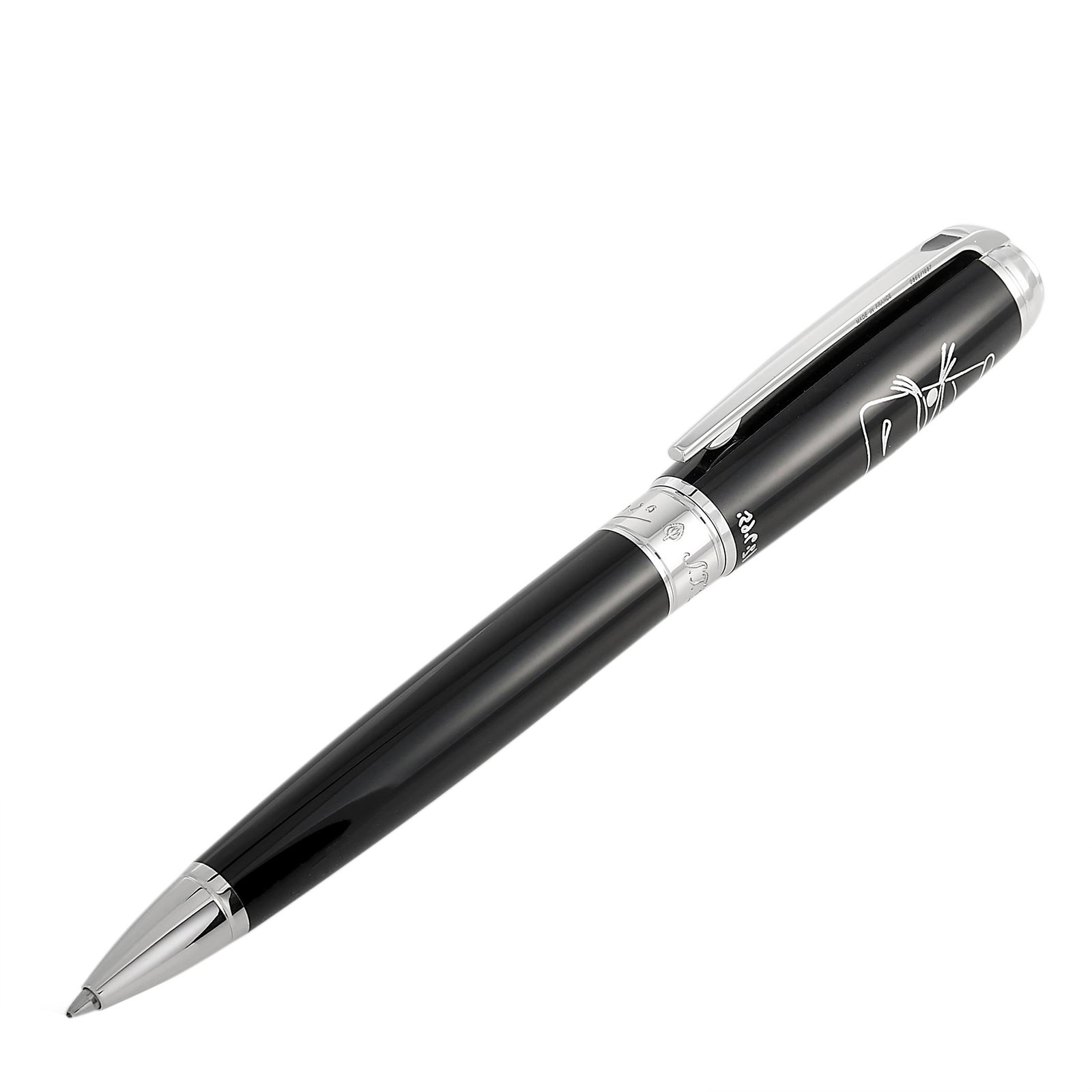 S.T. Dupont Line D Picasso Palladium Ballpoint Pen: This S.T. Dupont ballpoint pen from the Line D collection is presented in an edition limited to 1,967 units and draws inspiration for its design from the works of the famous Spanish painter Pablo Pica