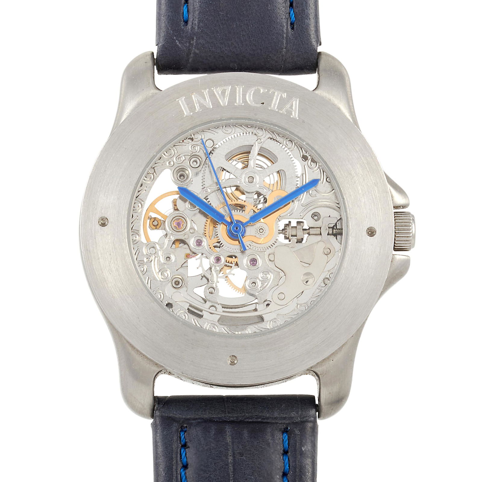 Invicta Skeleton Dial Blue Leather Watch (1 of 3)