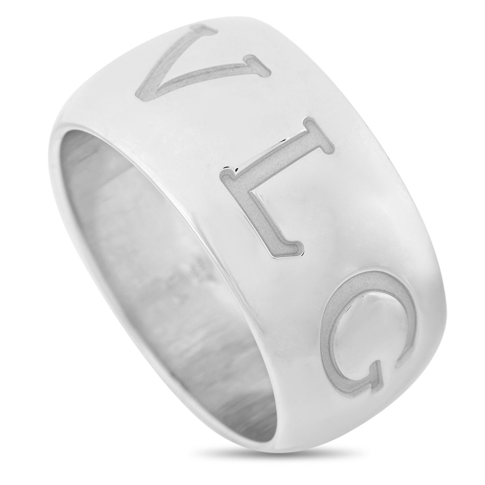Bvlgari 18K White Gold Monologo Ring Size 6.5 (1 of 4)