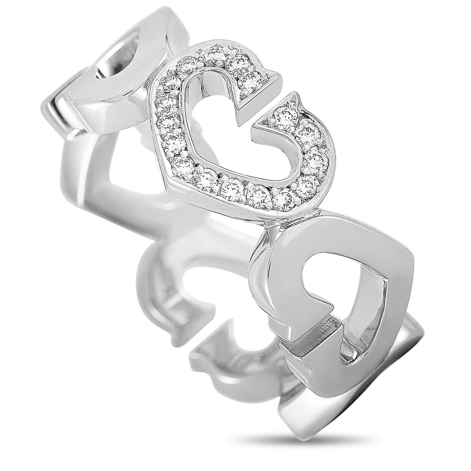 Cartier 18K WG Diamond Heart Ring Size 6.0 (1 of 5)