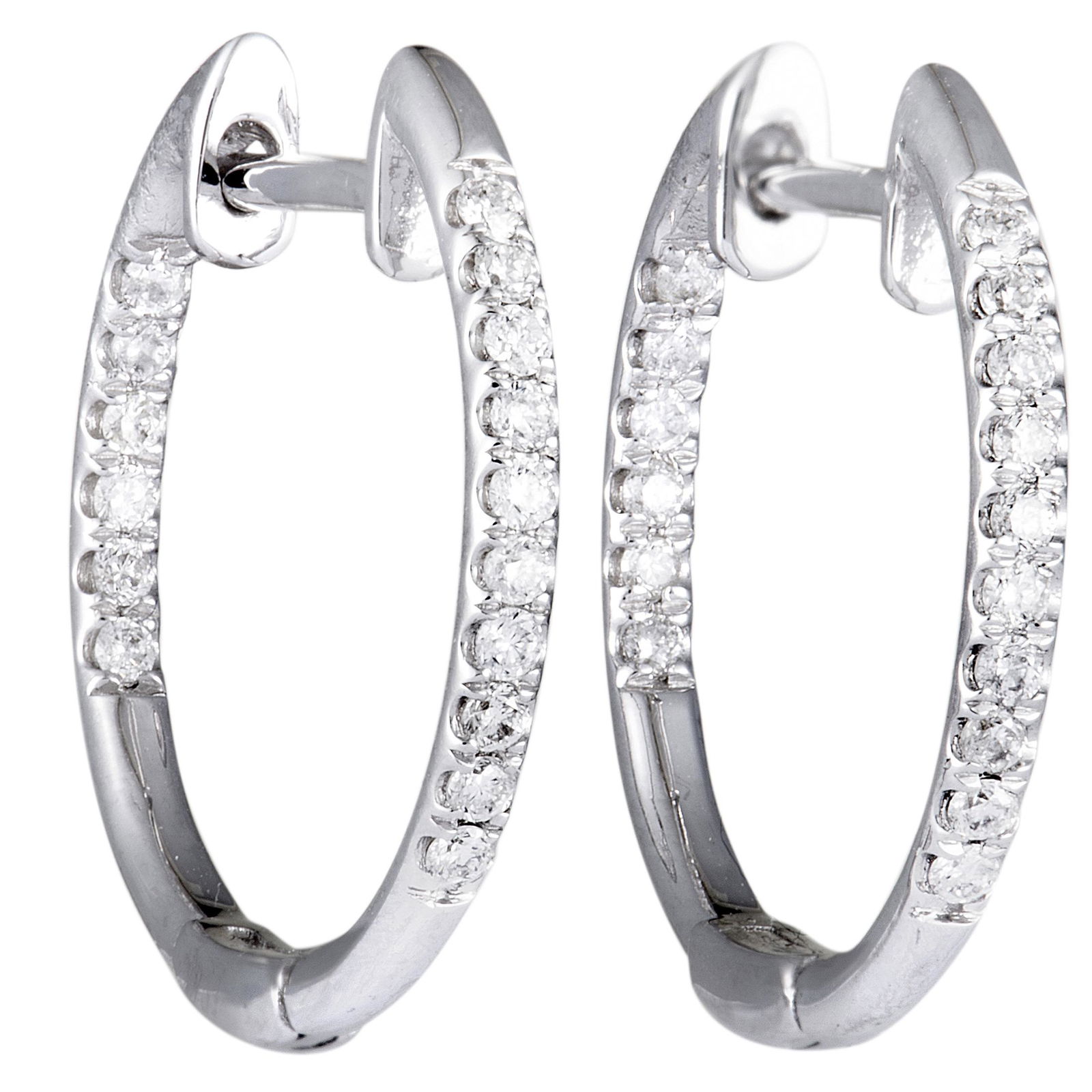 14K WG 0.25 ct Diamond Pave Hoop Earrings (1 of 5)