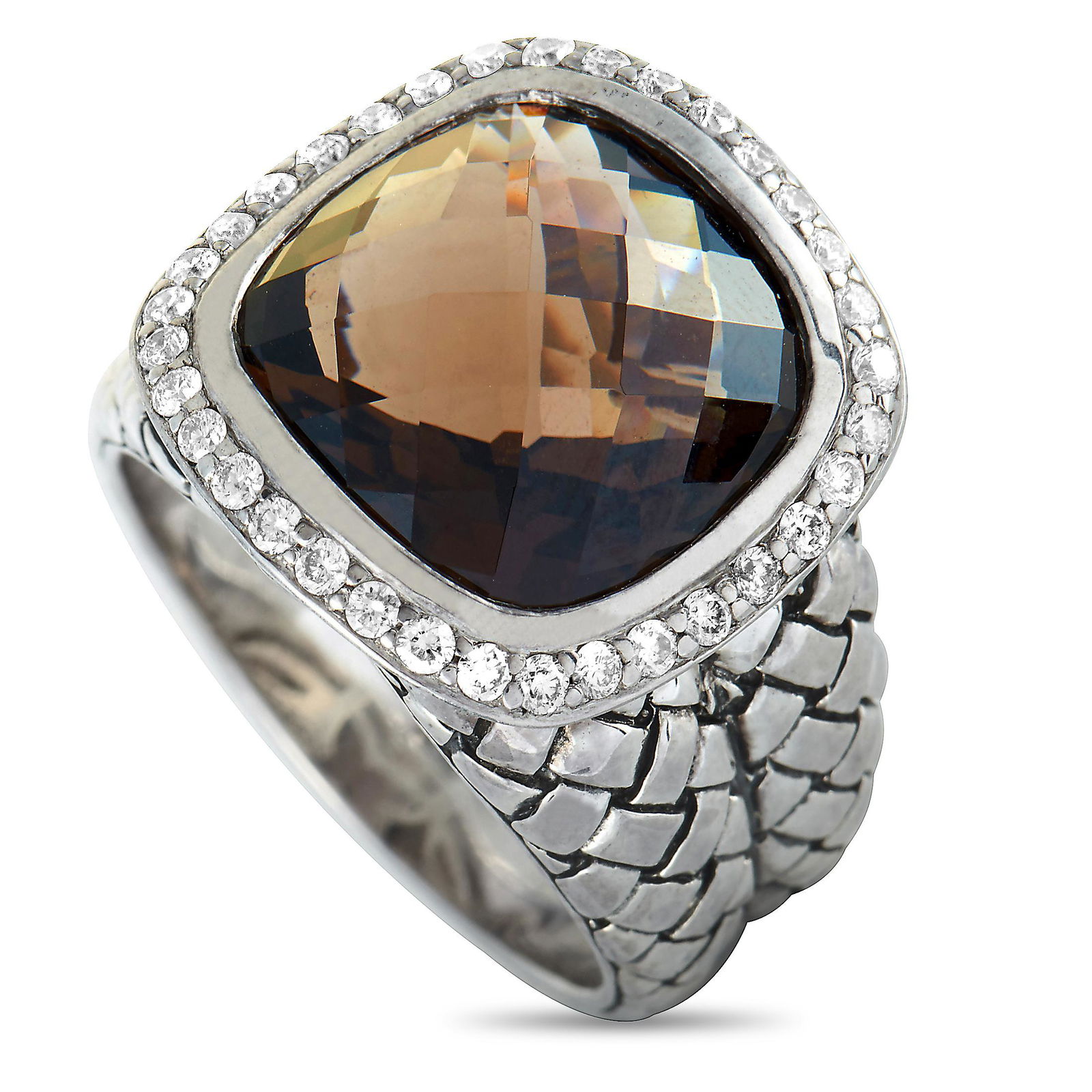 Scott Kay Silver Diamond Quartz Dome Ring - 8.0 (1 of 5)