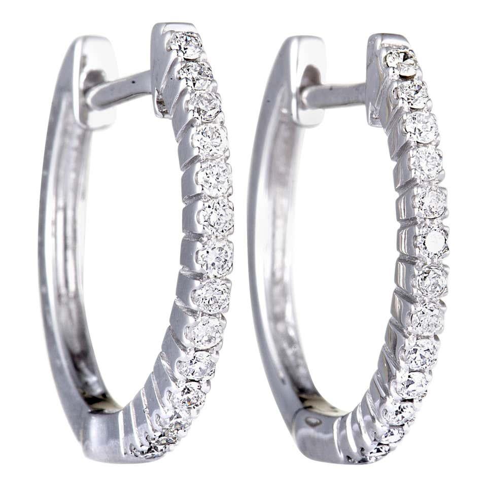 14K White Gold 0.25 ct Diamond Hoop Earrings (1 of 5)