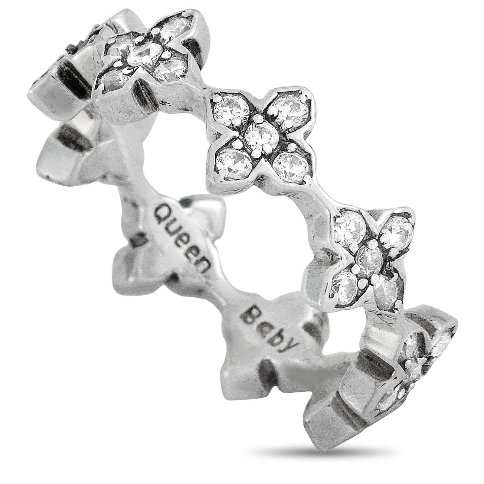 King Baby Silver & White CZ MB Cross Ring - 8.0 (1 of 5)