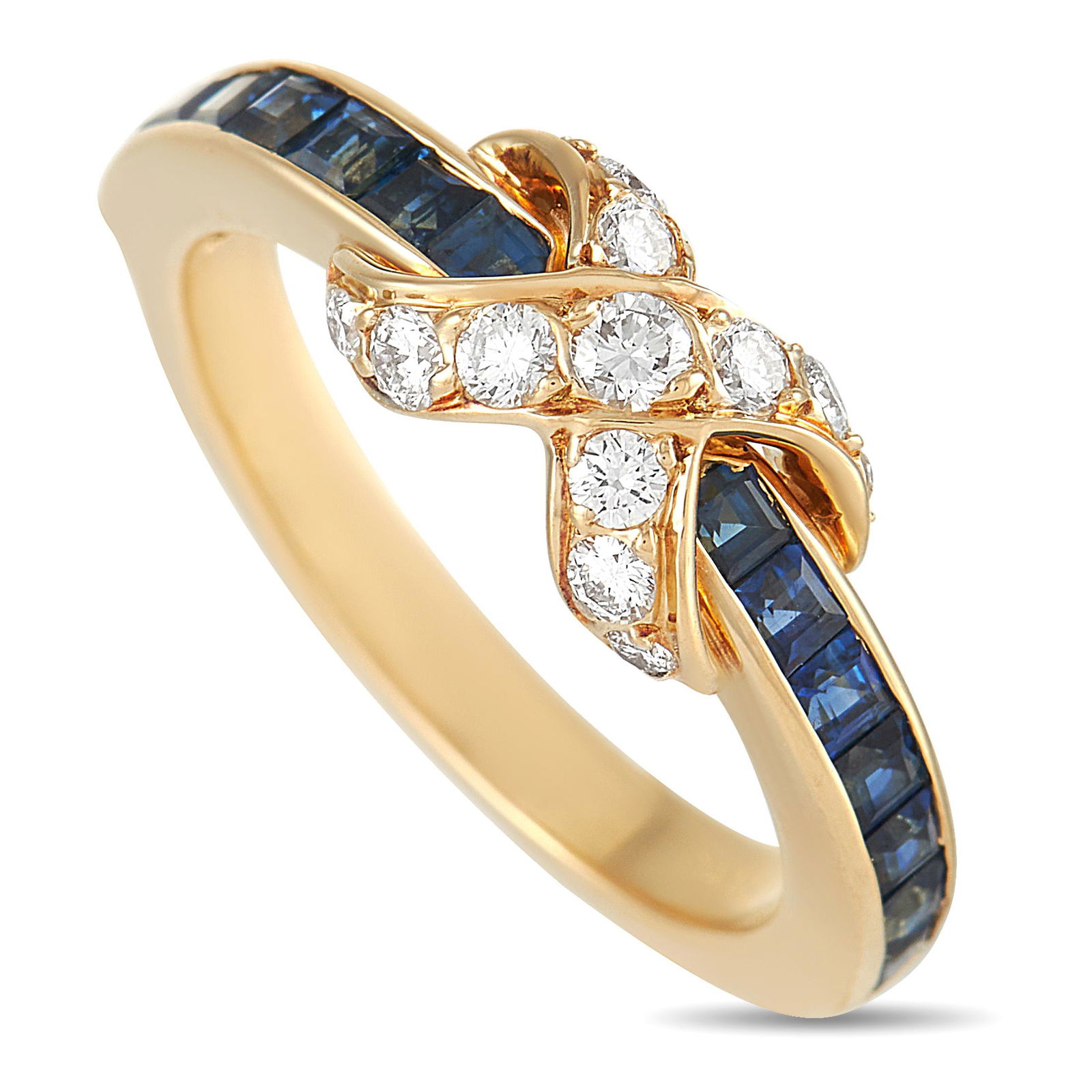 Tiffany & Co. 18K YG Diamond, Sapphire Infinity Ring 5 (1 of 5)