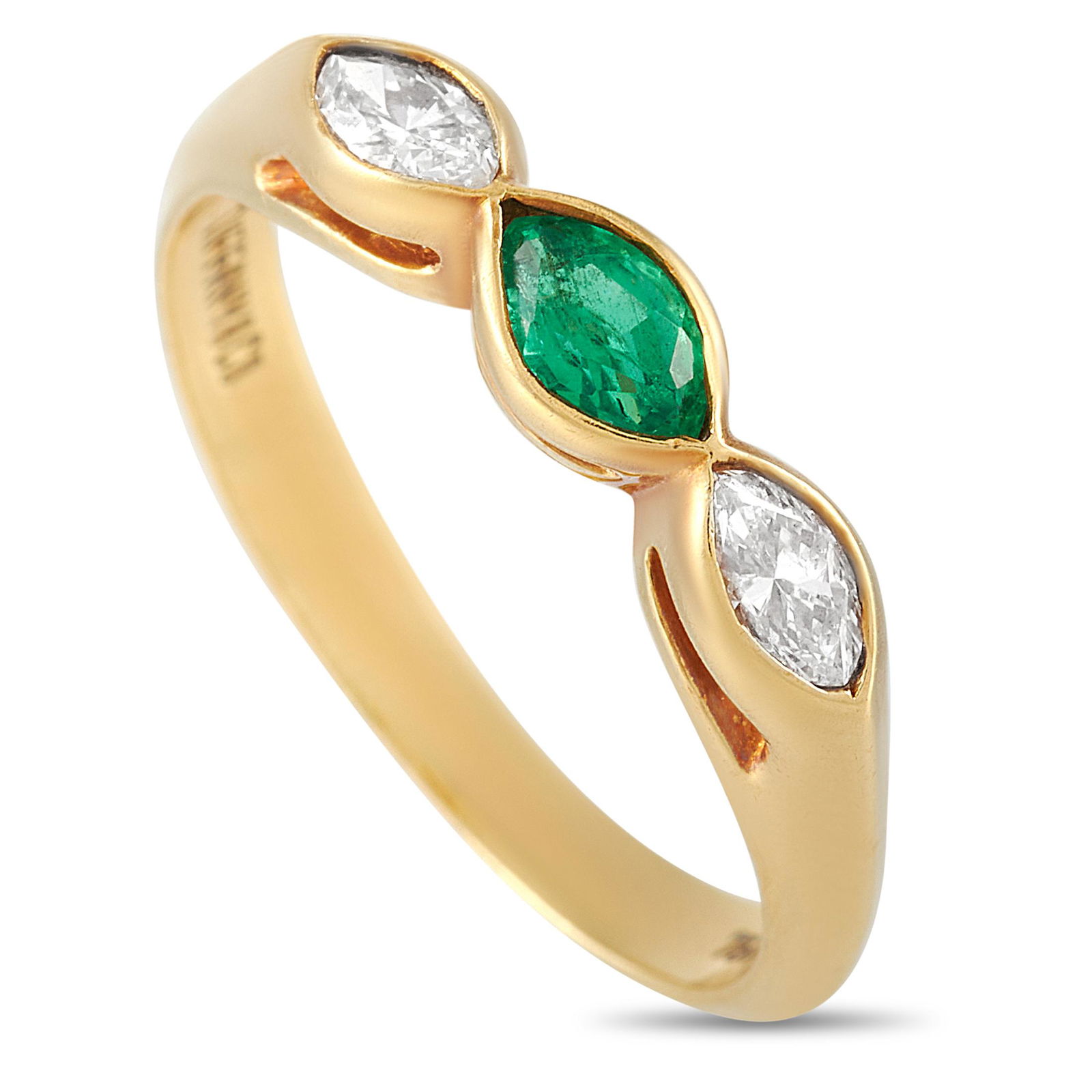 Tiffany & Co. 18K YG .25ct Diamond, Emerald Ring - 5.25 (1 of 4)