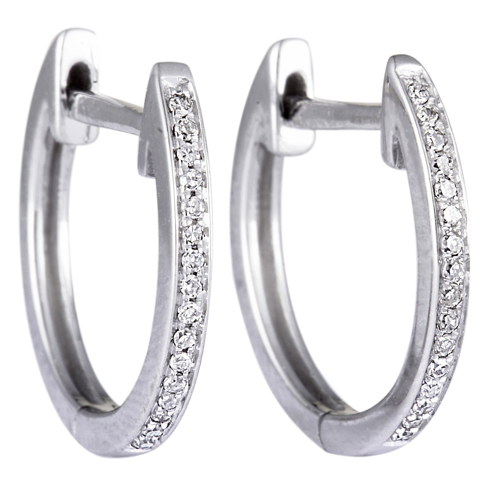 14K WG 0.05 ct Diamond Small Hoop Earrings: Stylish and dainty, these sublime hoop earrings are made of gleaming 14K white gold and embellished with 0.05 carats of sparkly diamond stones, offering a splendidly elegant appearance.13