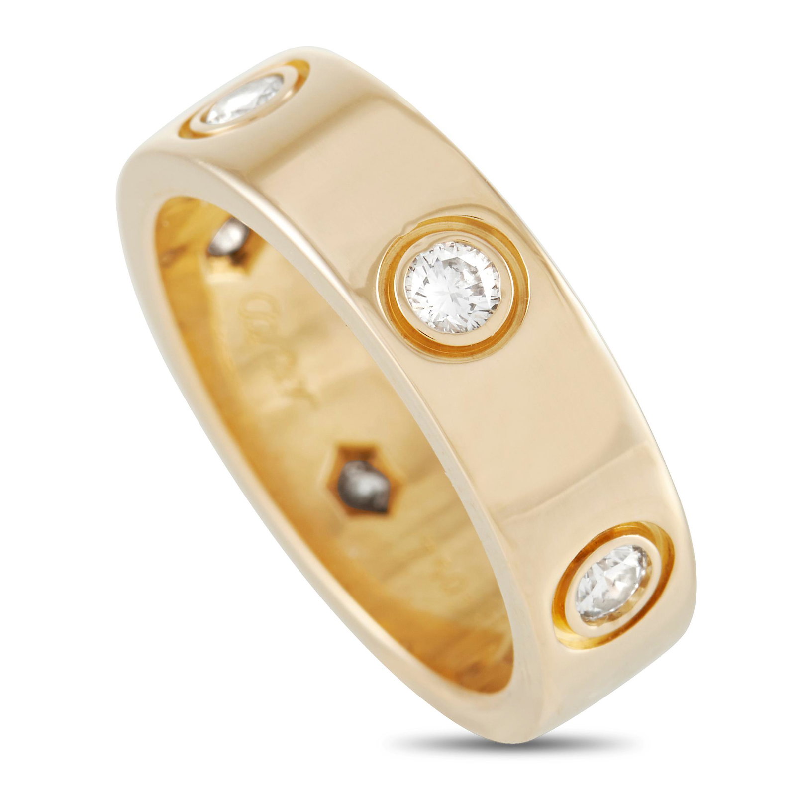 Cartier LOVE 18K Yellow Gold 6 Diamond Band Ring - 5.75 (1 of 5)
