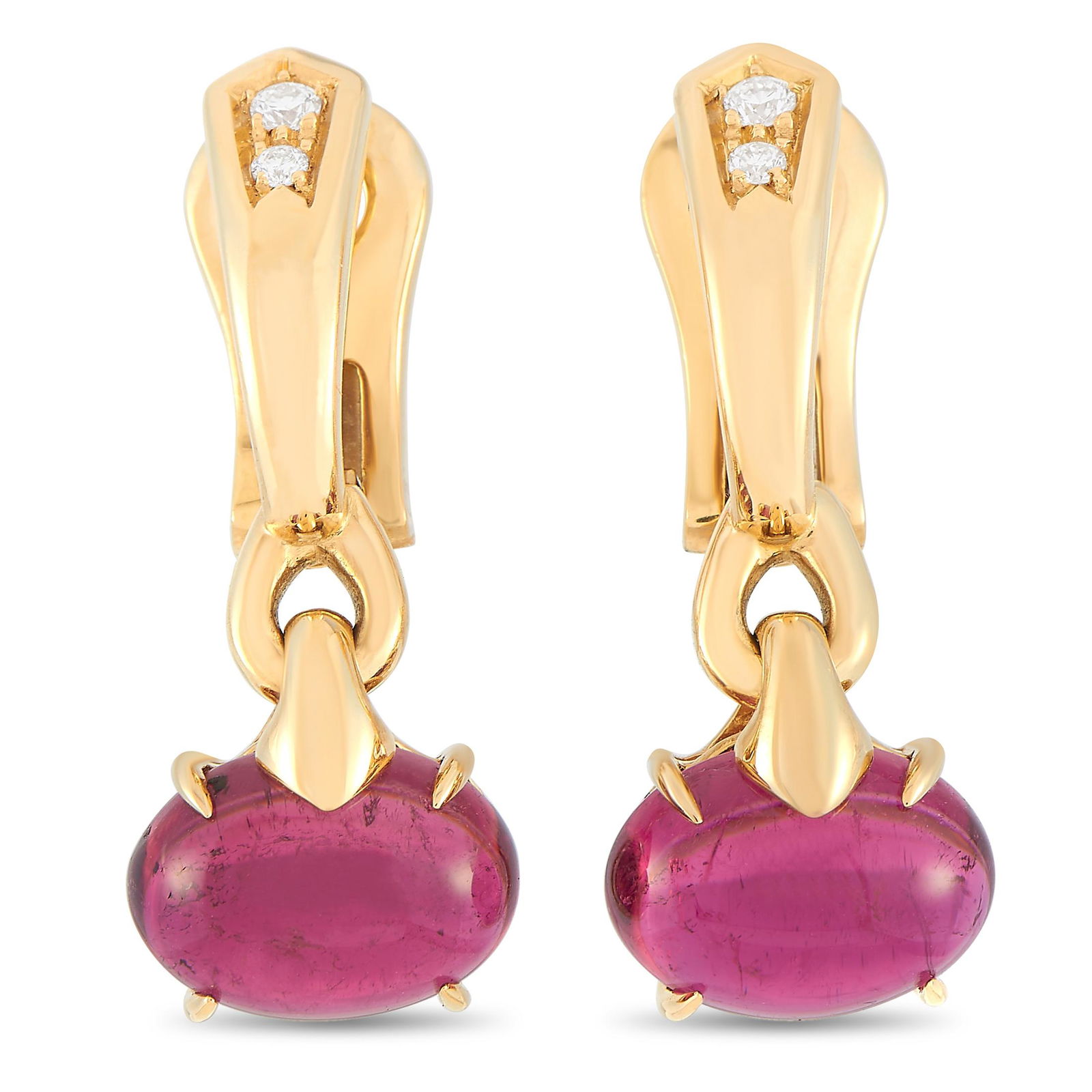 Bvlgari 18K YG Diamond / Tourmaline ClipOn Earrings (1 of 4)