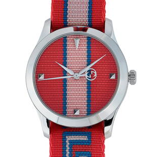 Gucci GTimeless Red and Pink Watch YA1264070: The Gucci GTimeless watch, reference number YA1264070, is presented within the exquisite GTimeless collection. It comes with a 38 mm stainless steel case that offers water resistance of 50 meters.