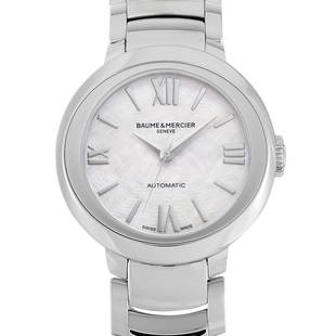 Baume Mercier Promesse Watch M0A10182: This is the Baume Mercier Promesse timepiece, reference number M0A10182. The watch comes with a 30 mm stainless steel case that boasts transparent sapphire crystal back. The case is presented on a