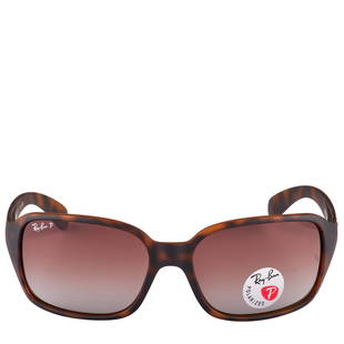 RayBan Square Tortoise Sunglasses RB4068 71051: Elevating your look is as easy as adding these lightweight, plastic RayBan Square Tortoise Sunglasses to your wardrobe. The stylish, fullcoverage wrap design combines with polarized light brown