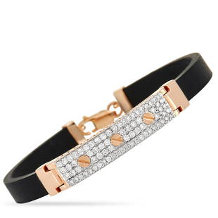 14K RG and Rubber 1.29 ct Diamond Bracelet: A unique combination of colors and textures combine to create this dynamic piece of jewelry. A durable rubber band adds a utilitarian element to this luxury piece, which features 14K rose gold