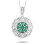 14K WG 0.27 ct Diamond and Emerald Necklace