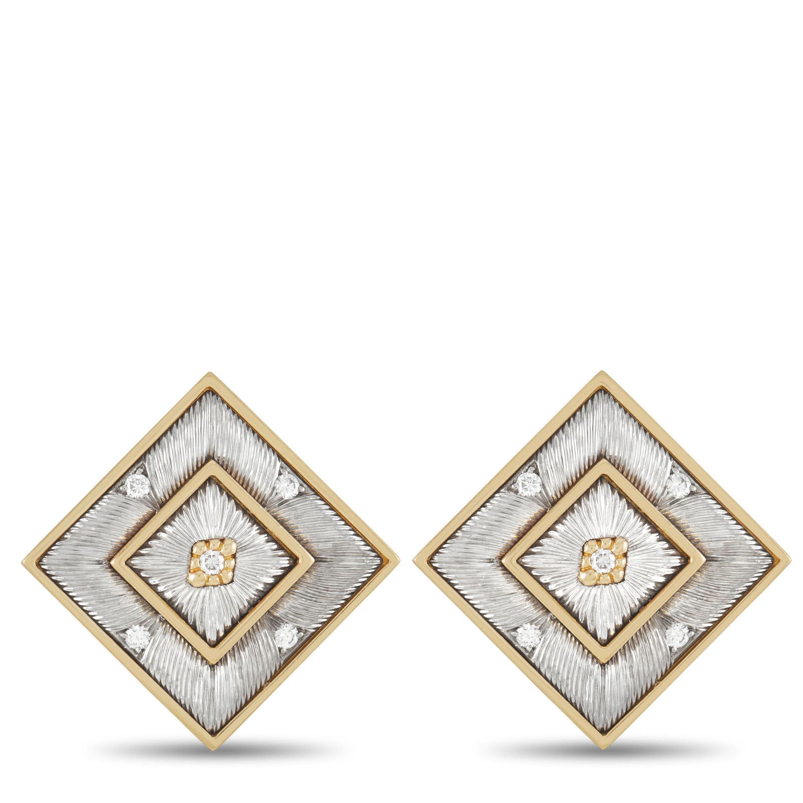 Buccellati 18K YG & WG .16ct Diamond Earrings (1 of 4)