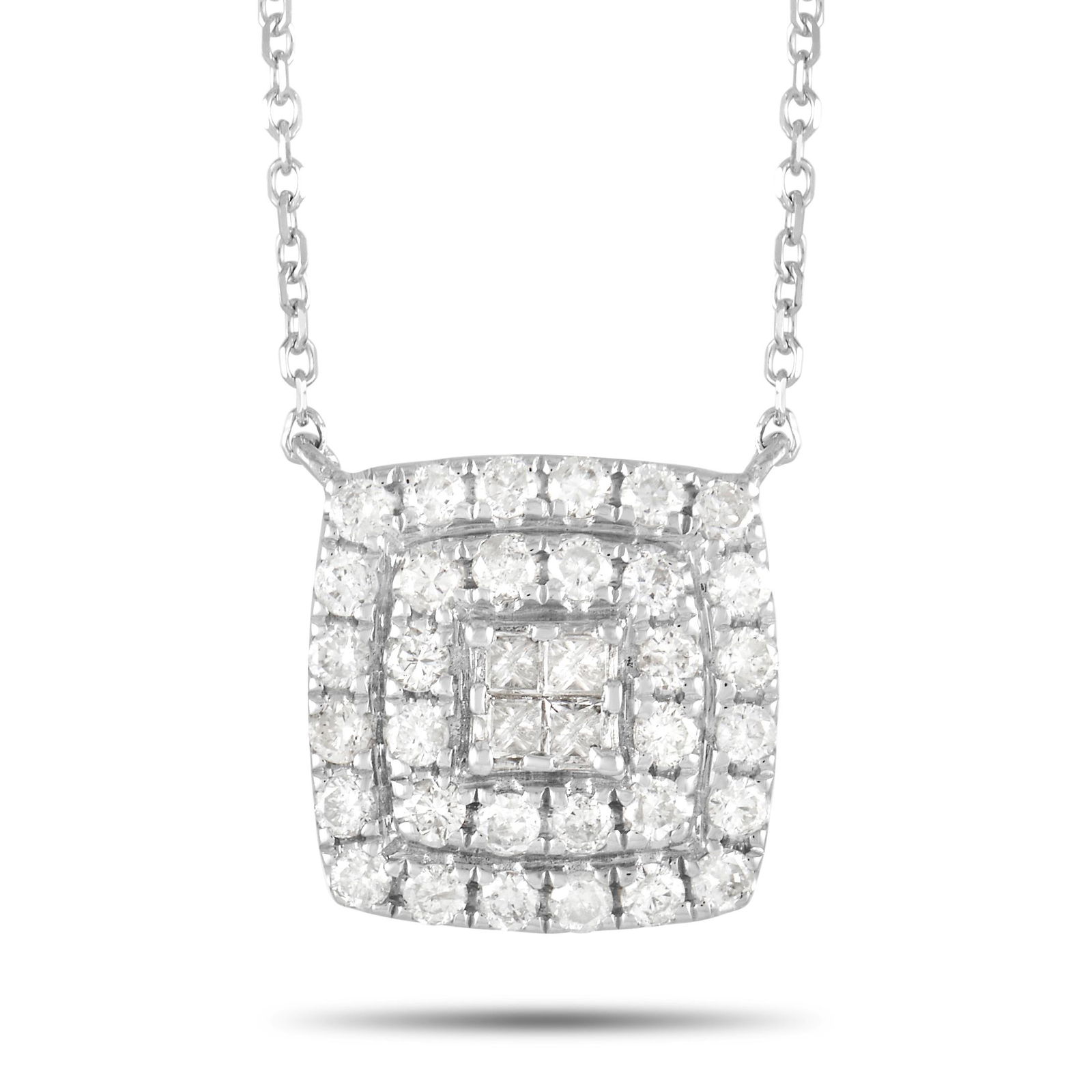 14K WG 0.50 ct Diamond Cushion Pendant Necklace (1 of 4)