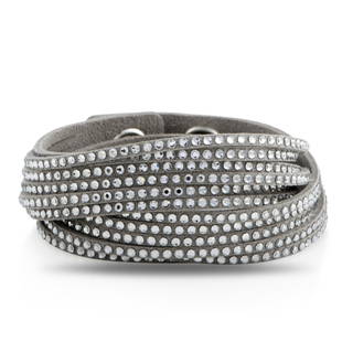 10 Pack - Swarovski Grey Suede Bracelet Size M: Add an exceptionally fashionable twist to your outfits with this extraordinary bracelet that is beautifully designed by Swarovski and presented in stylish gray, embellished with a plethora of