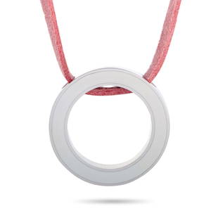 100 Pack - Movado Cancer Awareness Necklace: This Movado necklace was designed for Breast Cancer Awareness, and features a pink ribbon charm on the clasp. The necklace is made out of sterling silver and pink leather and it is presented with a